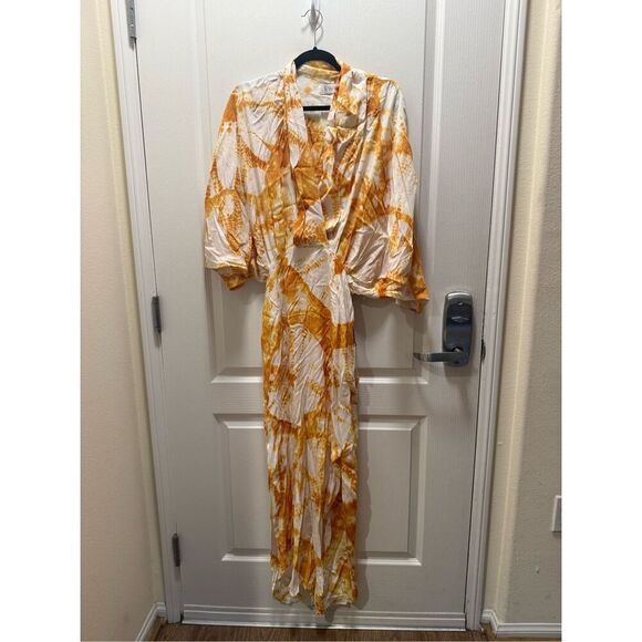 SWF Plunge Maxi Dress in Golden Hour Yellow Summer Poolside Beach size S NWT - Picture 3 of 5